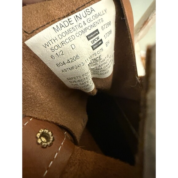 THOROGOOD MENS SLIP-RESISTANT TOBACCO 6" MOC TOE LACE UP WORK BOOTS SIZE 6.5D - Picture 5 of 8